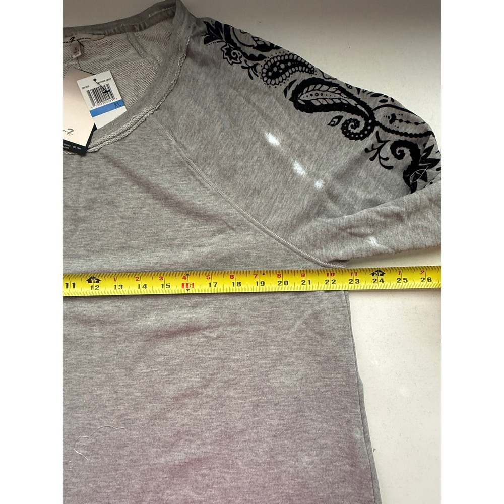 Seven7 French Terry Bell Sleeve Sweatshirt Heather Grey Paisley Graphic XL - Picture 10 of 10